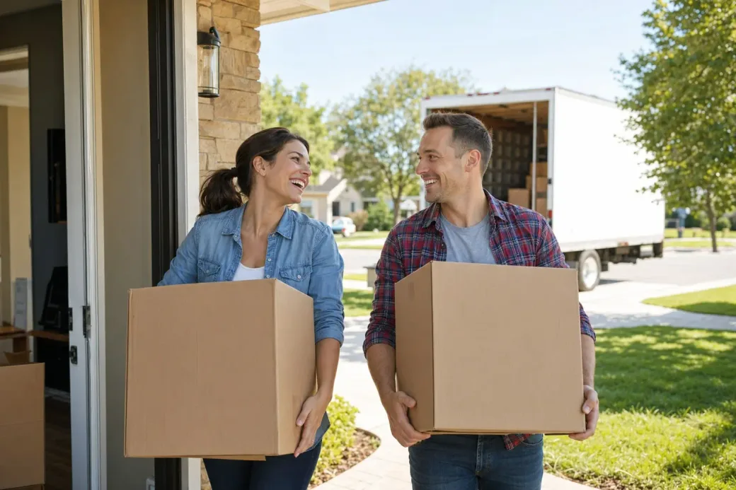Happy homeowners after a fast cash home sale